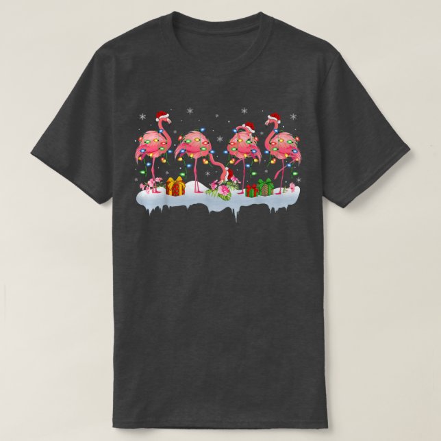 Flamingo Bird Lover Xmas Lights Pink Flamingo Chri T-Shirt (Design vorne)
