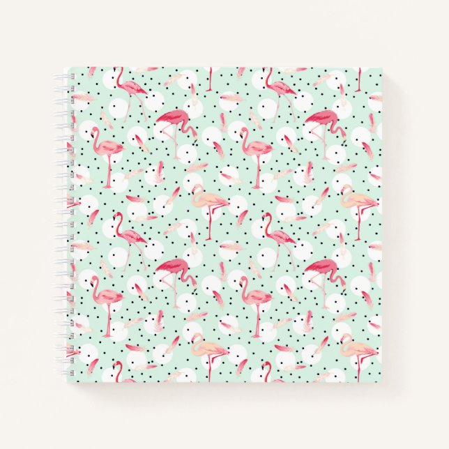 Flamingo Bird mit Federn Notizbuch (Vorderseite)