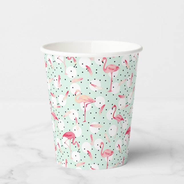 Flamingo Bird mit Federn Pappbecher (Links)