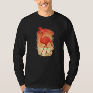 Flamingo Bird Pink Animal Painting Birds Sun T-Shirt
