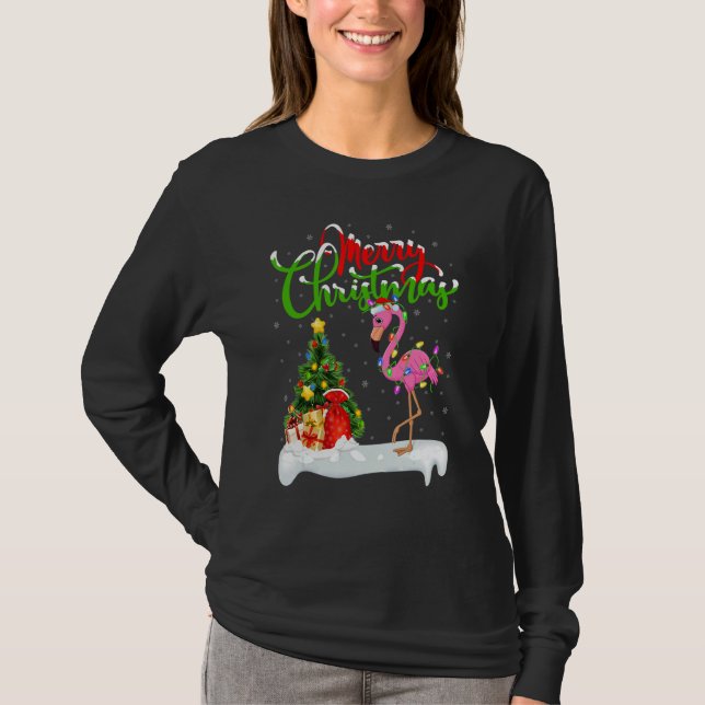 Flamingo Bird   Xmas Decoration Santa Flamingo Chr T-Shirt (Vorderseite)