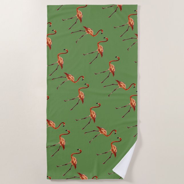 Flamingo Birds Beach Handtuch (Vorderseite)