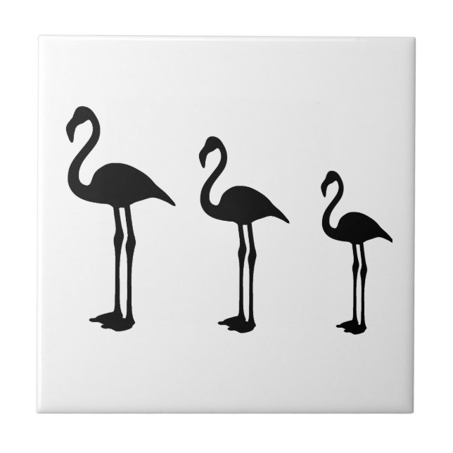 Flamingo Birds Stehend Minimalistisch Fliese (Vorderseite)