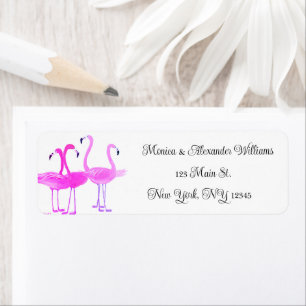 Flamingo Birds Watercolor Rücksendeadresse Wedding