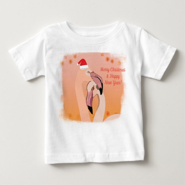 Flamingo Birds Weihnachten, Neues Jahr Baby T-shirt (Vorderseite)