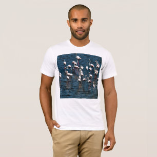 Flamingo Birnen in Rosa und Weiß auf Tintenblau T-Shirt
