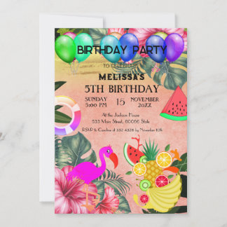 Flamingo Birthday Einladung, niedliche Einladung