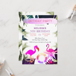 Flamingo Birthday Einladung, niedliche Einladung