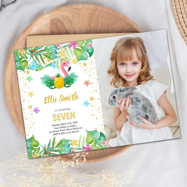 Flamingo Birthday Einladungen mit Foto (Flamingo Birthday Invitations with photo)