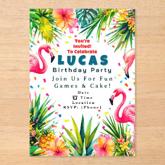 Flamingo Birthday Invitation – Personalized Kids Acryleinladungen