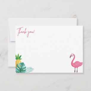 Flamingo Birthday Party - Danke, Flat Note Card Dankeskarte