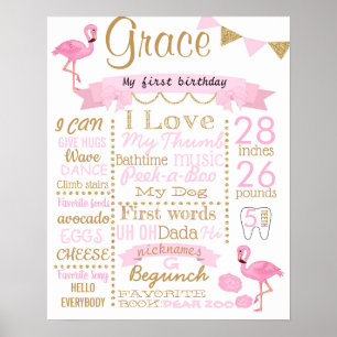 Flamingo Birthday Party Unterschrift Poster