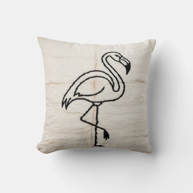 Flamingo Black and White Kilim Pillows Kissen (Vorderseite)