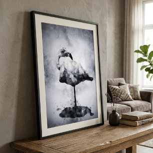 Flamingo Black and White Watercolor 02 Fotodruck