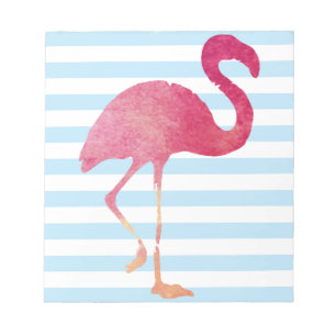 Flamingo, blaue und weiße Streifen Notizblock