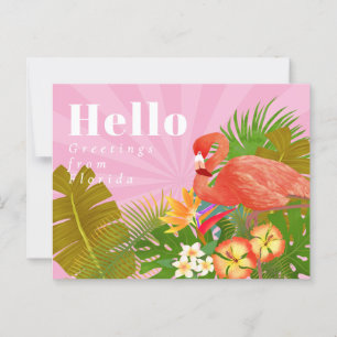 Flamingo Blue Hello Postkarte