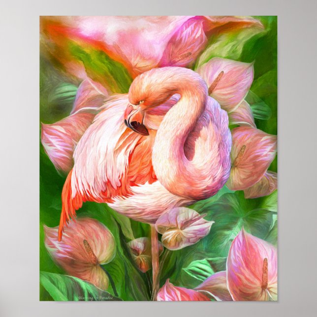 Flamingo blühend im Paradies Art Poster/Print Poster (Vorne)