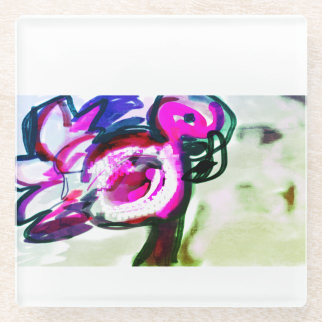 Flamingo Blume joy Glasuntersetzer (Vorderseite)