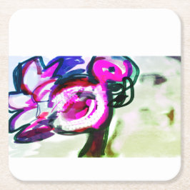 Flamingo Blume joy Rechteckiger Pappuntersetzer