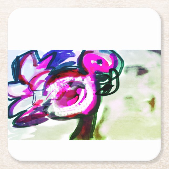 Flamingo Blume joy Rechteckiger Pappuntersetzer (Vorderseite)