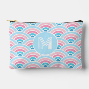 Flamingo Blush Pink Blau Geometrische Waves Muster Zubehörtasche