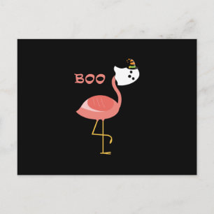 Flamingo Boo Ghost Funny Flamingo Cute Animal Ankündigungspostkarte
