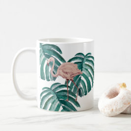 Flamingo Botanische Pflanze Printmaking Green Kaffeetasse