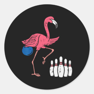 Flamingo Bowling Funny Sport Bowler Mannschaft Män Runder Aufkleber