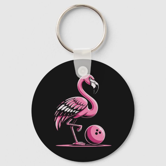 Flamingo Bowling Player Bowler Schlüsselanhänger (Vorderseite)