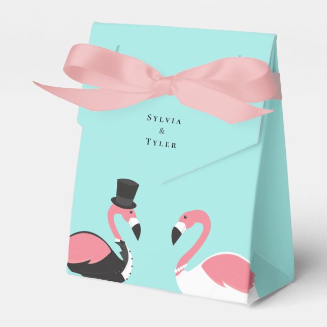 Flamingo Bride Groom Wedding Geschenkschachtel (Vorderseite)