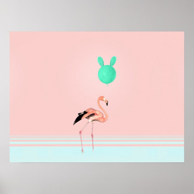 Flamingo Cactus Balloon Poster (Vorne)