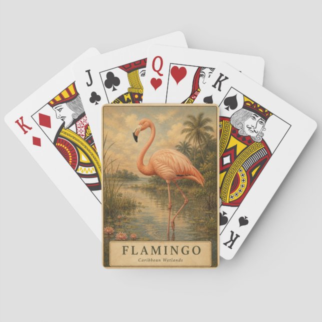 Flamingo Caribbean Wetlands VINTAGE Spielkarten (Rückseite)
