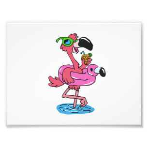 Flamingo-Cartoon  Hintergrundfarbe Fotodruck