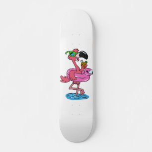Flamingo-Cartoon  Hintergrundfarbe Skateboard