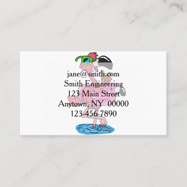 Flamingo-Cartoon| Hintergrundfarbe Visitenkarte (Vorderseite)