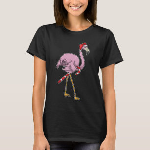 Flamingo Christmas Candy Cane T-Shirt