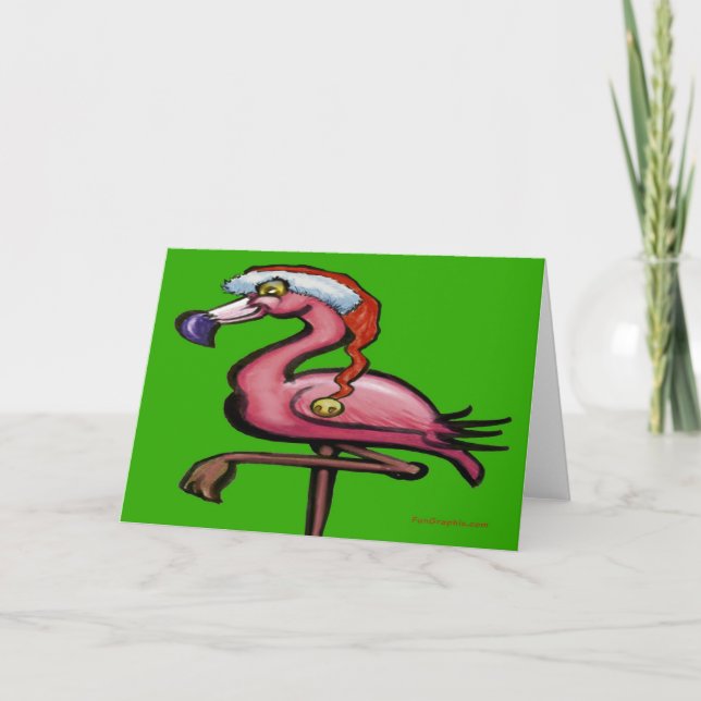 Flamingo Christmas Card Feiertagskarte (Vorderseite)