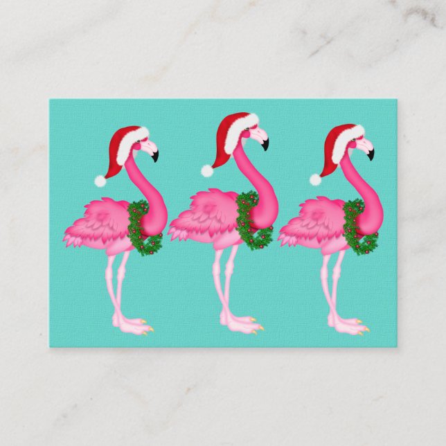 Flamingo Christmas Enclosure Card / Tag Begleitkarte (Vorderseite)