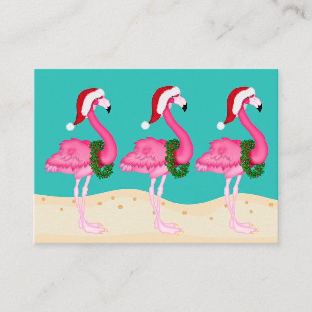 Flamingo Christmas Enclosure Card / Tag Begleitkarte (Vorderseite)