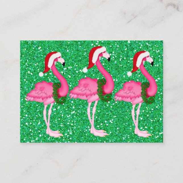Flamingo Christmas Enclosure Card / Tag Begleitkarte (Vorderseite)