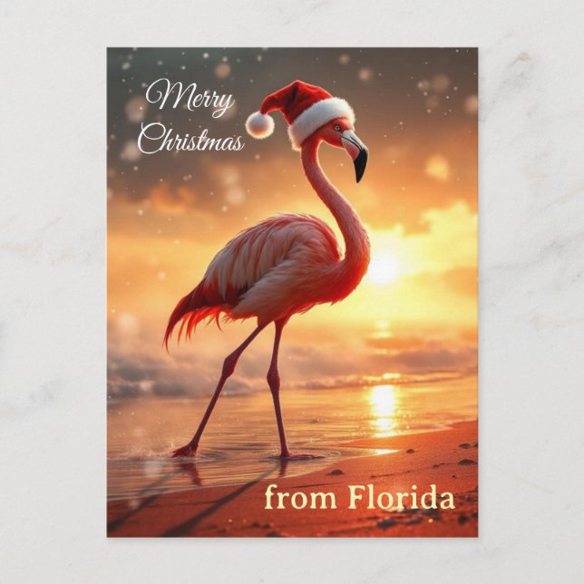 Flamingo Christmas Feiertagspostkarte (Vorderseite)