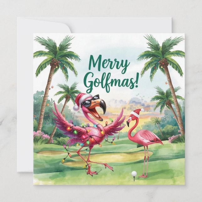 Flamingo Christmas Golfer im Golfplatz (Vorderseite)
