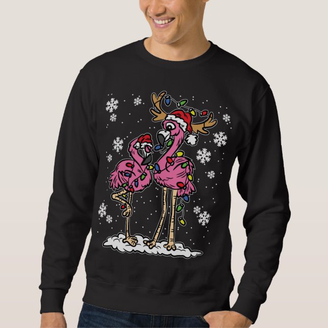 Flamingo Christmas Lights Weihnachtsmannmütze Paja Sweatshirt (Vorderseite)