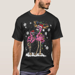 Flamingo Christmas Lights Weihnachtsmannmütze Paja T-Shirt