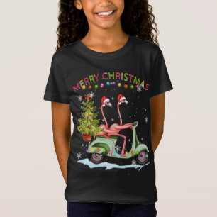 Flamingo Christmas Motorrad Xmas Lights Merry Ch T-Shirt