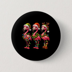 Flamingo Christmas Sarcastic Xmas Lights Flamingo Button