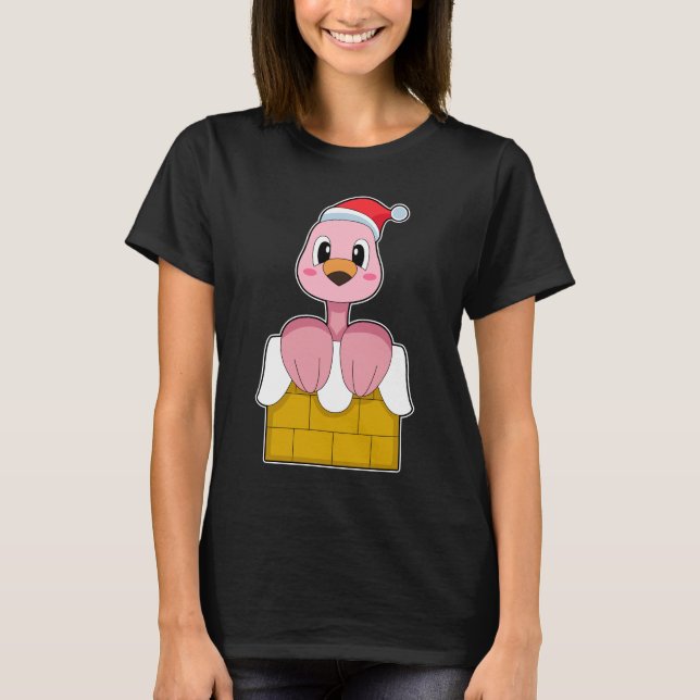Flamingo Christmas Stone Wand T-Shirt (Vorderseite)