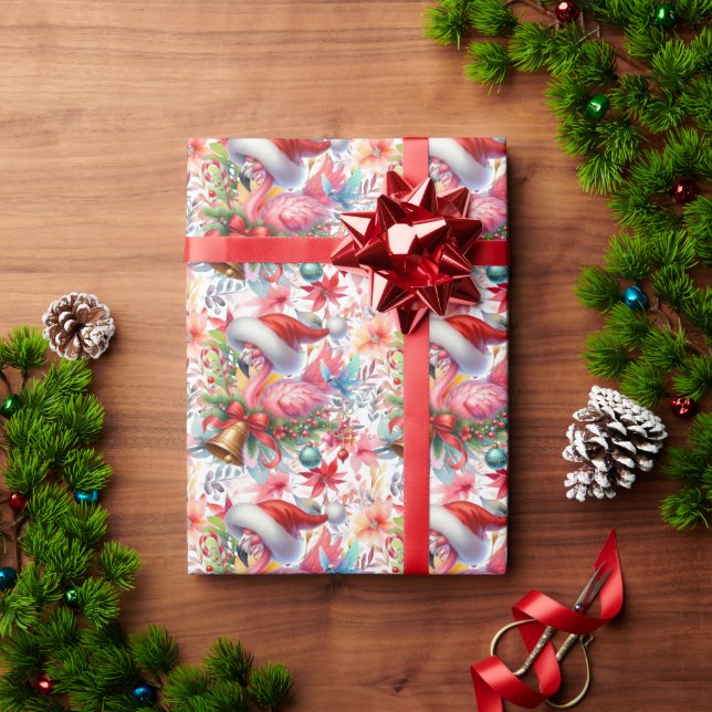 Flamingo Christmas themed Geschenkpapier (Feiertagsgeschenk)