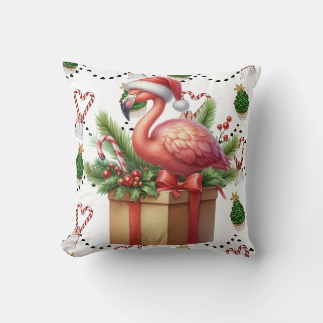 Flamingo Christmas Themed Kissen (Vorderseite)
