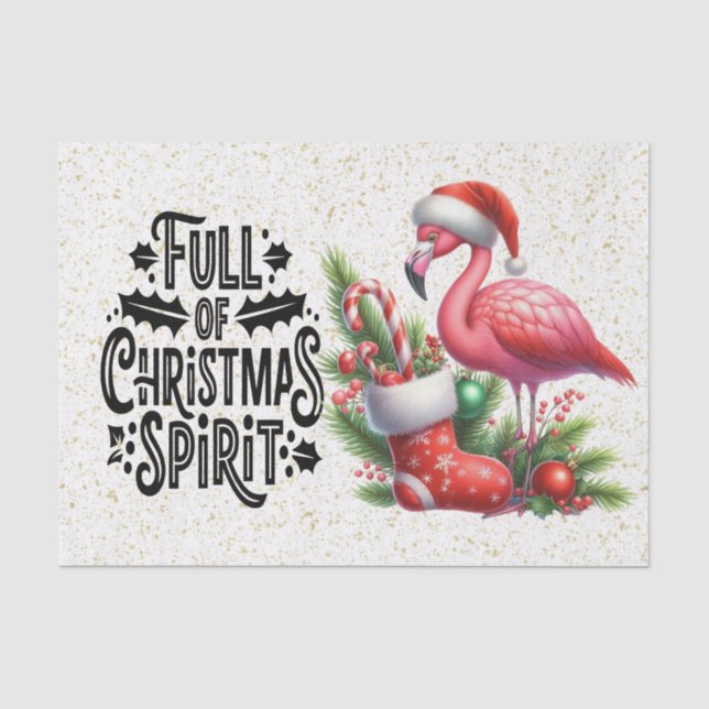 Flamingo Christmas themed Seidenpapier (Vorderseite)